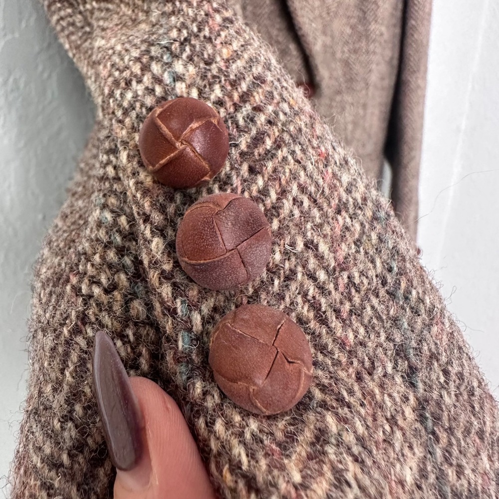 Vintage Harris Tweed Herringbon Blazer Brown Multicolor Woven jJacket Size 8 - Picture 8 of 13